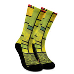 Square Stained Glass Mosaic Print Crew Socks