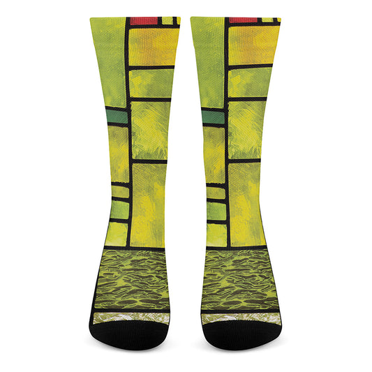 Square Stained Glass Mosaic Print Crew Socks