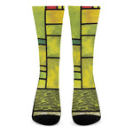 Square Stained Glass Mosaic Print Crew Socks
