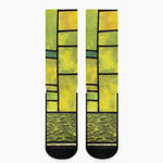 Square Stained Glass Mosaic Print Crew Socks