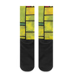 Square Stained Glass Mosaic Print Crew Socks
