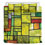 Square Stained Glass Mosaic Print Duvet Cover Bedding Set