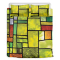 Square Stained Glass Mosaic Print Duvet Cover Bedding Set