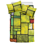 Square Stained Glass Mosaic Print Duvet Cover Bedding Set