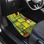 Square Stained Glass Mosaic Print Front and Back Car Floor Mats