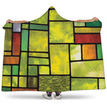 Square Stained Glass Mosaic Print Hooded Blanket