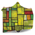 Square Stained Glass Mosaic Print Hooded Blanket
