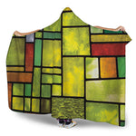 Square Stained Glass Mosaic Print Hooded Blanket