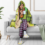 Square Stained Glass Mosaic Print Hooded Blanket