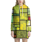 Square Stained Glass Mosaic Print Hoodie Dress
