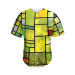 Square Stained Glass Mosaic Print Men's Baseball Jersey