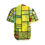 Square Stained Glass Mosaic Print Men's Baseball Jersey