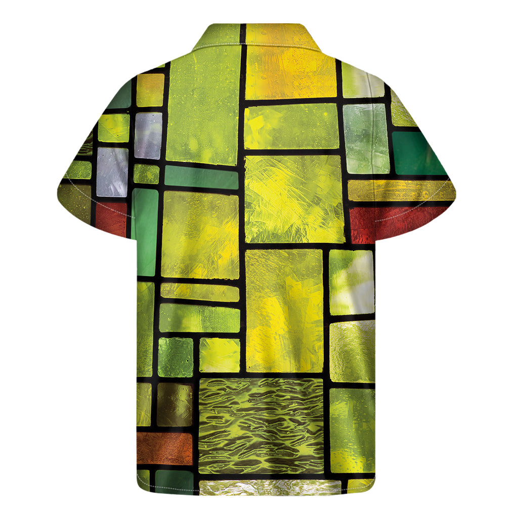 Square Stained Glass Mosaic Print Men's Short Sleeve Shirt