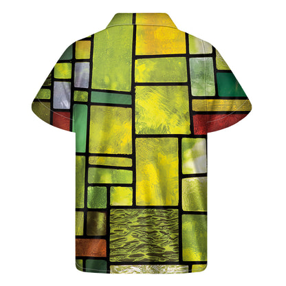 Square Stained Glass Mosaic Print Men's Short Sleeve Shirt