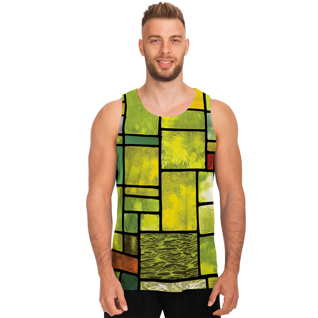 Square Stained Glass Mosaic Print Men's Tank Top
