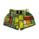 Square Stained Glass Mosaic Print Muay Thai Boxing Shorts
