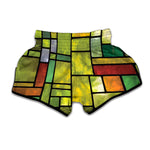 Square Stained Glass Mosaic Print Muay Thai Boxing Shorts
