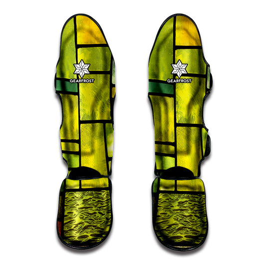 Square Stained Glass Mosaic Print Muay Thai Shin Guard