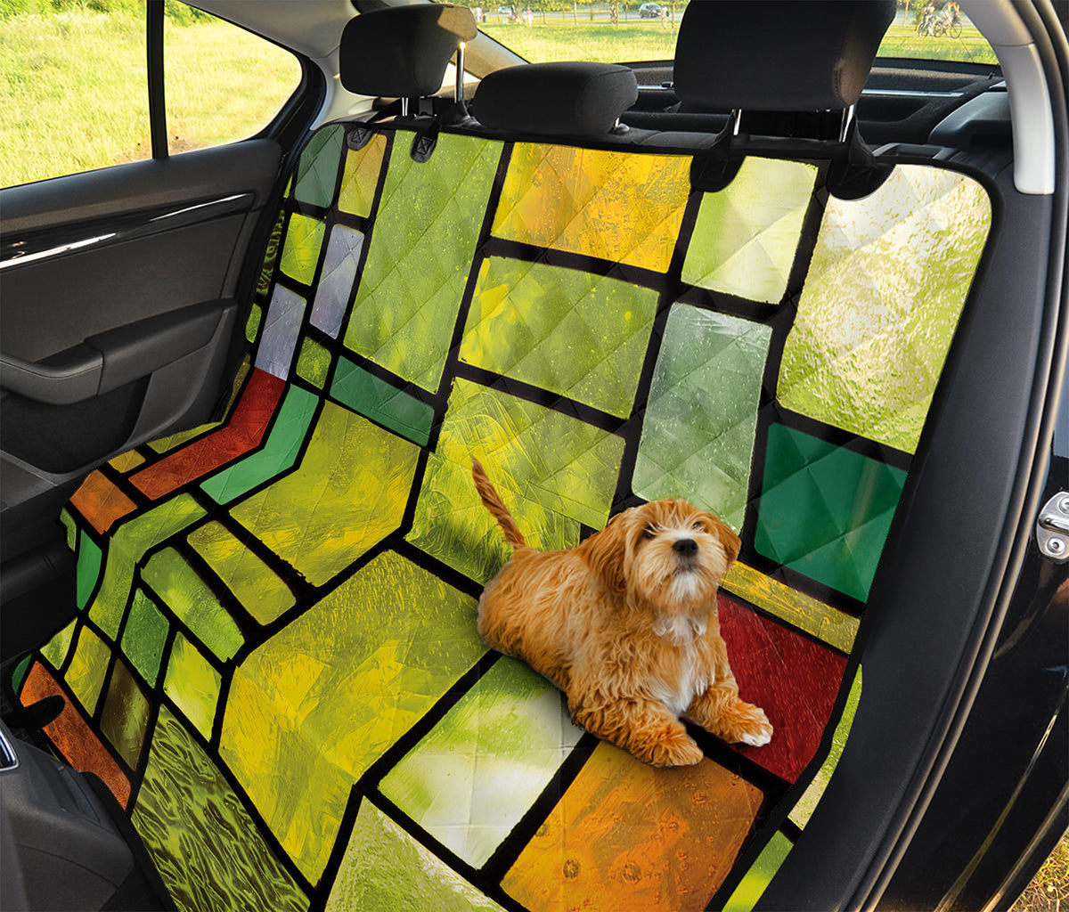 Square Stained Glass Mosaic Print Pet Car Back Seat Cover