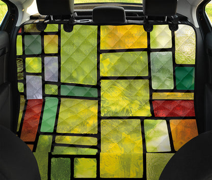 Square Stained Glass Mosaic Print Pet Car Back Seat Cover