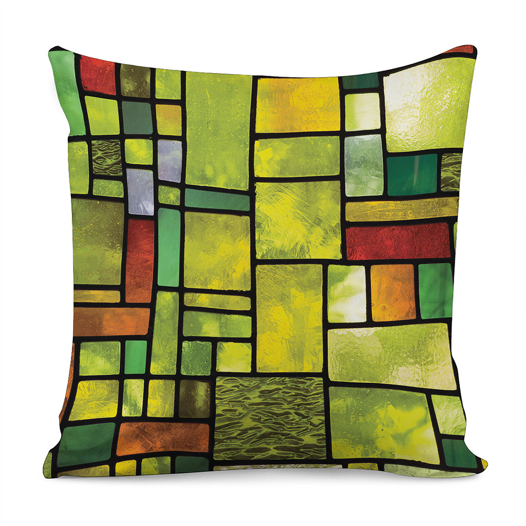 Square Stained Glass Mosaic Print Pillow Cover