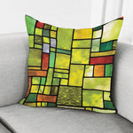 Square Stained Glass Mosaic Print Pillow Cover