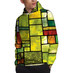 Square Stained Glass Mosaic Print Pullover Hoodie