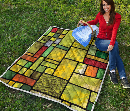 Square Stained Glass Mosaic Print Quilt