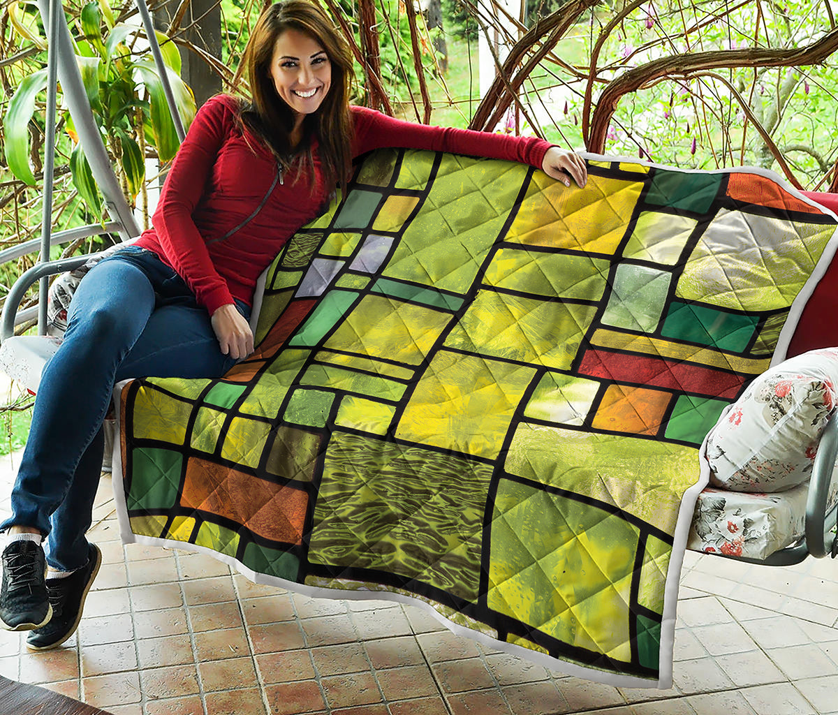 Square Stained Glass Mosaic Print Quilt