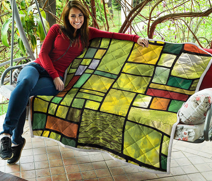 Square Stained Glass Mosaic Print Quilt