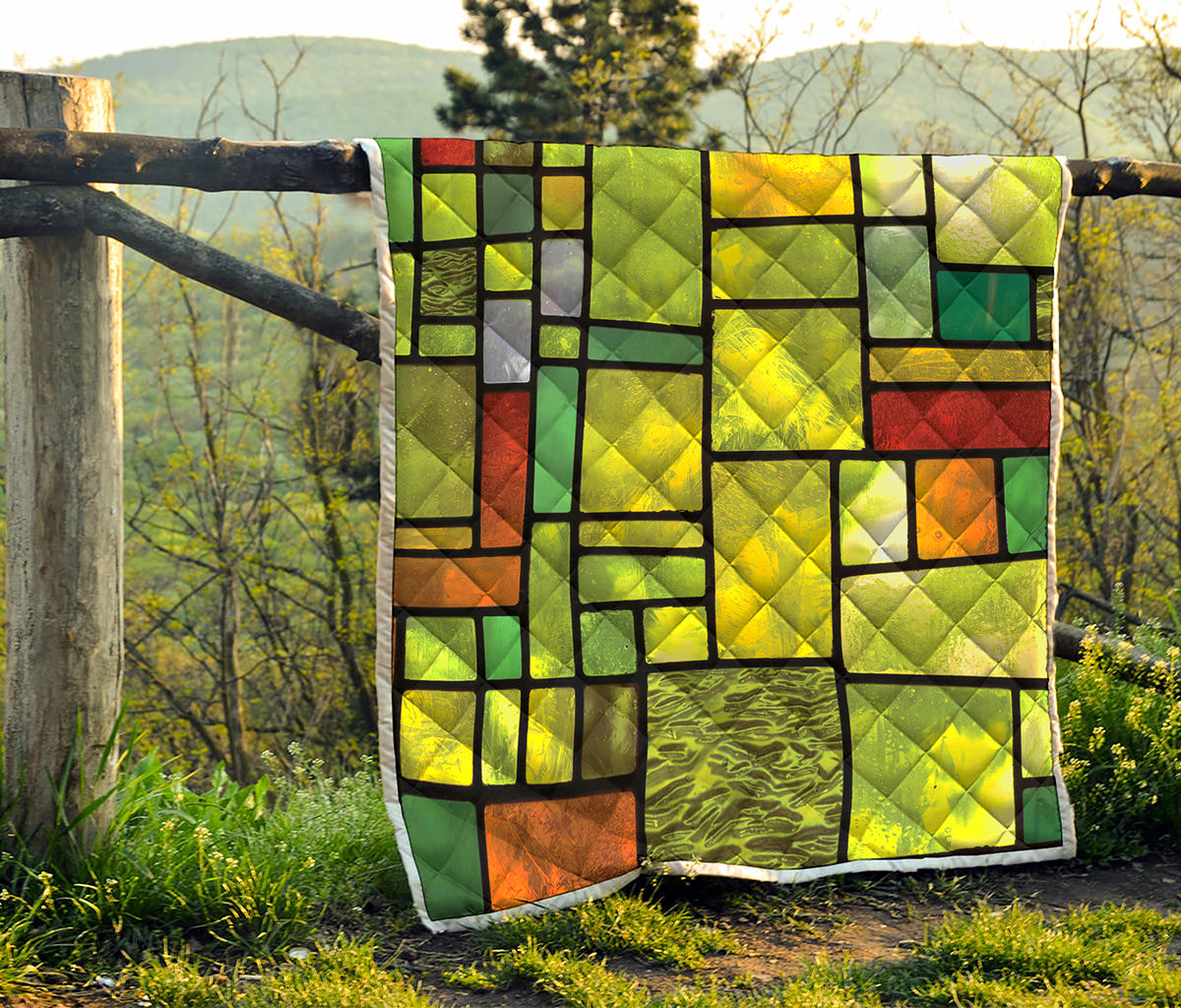 Square Stained Glass Mosaic Print Quilt