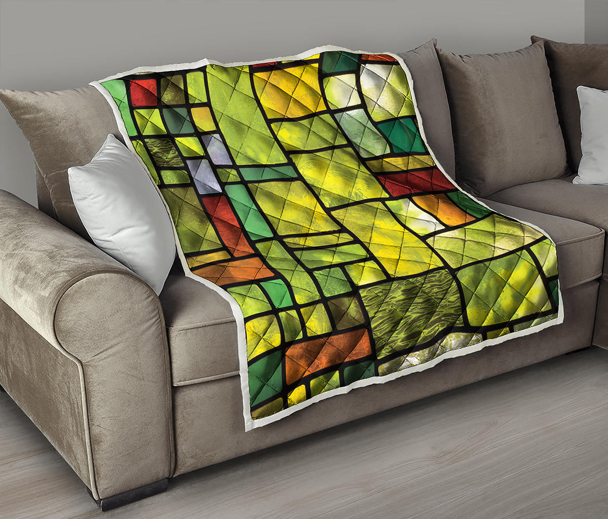 Square Stained Glass Mosaic Print Quilt