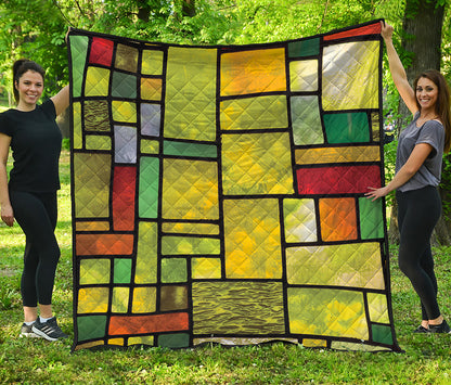 Square Stained Glass Mosaic Print Quilt
