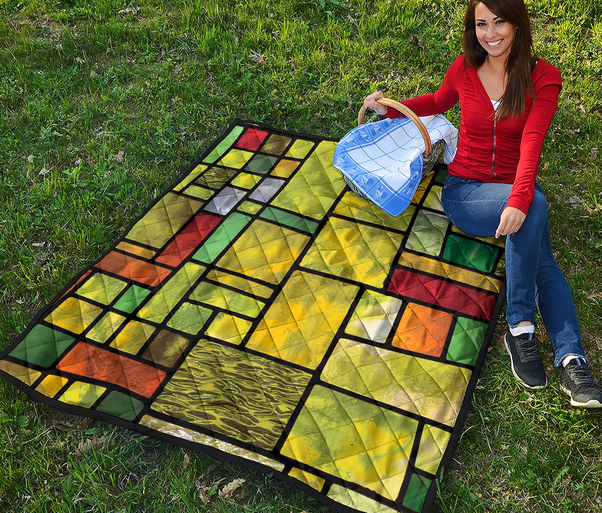 Square Stained Glass Mosaic Print Quilt