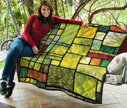 Square Stained Glass Mosaic Print Quilt