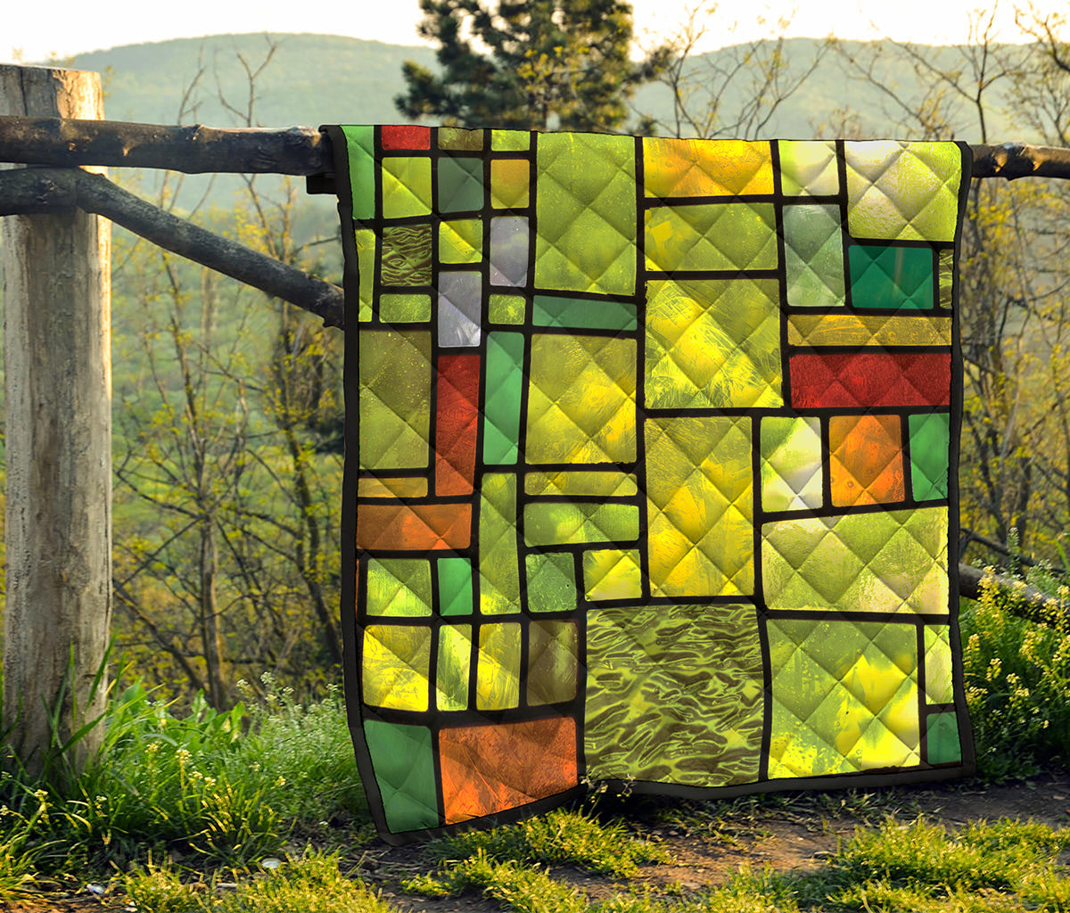 Square Stained Glass Mosaic Print Quilt