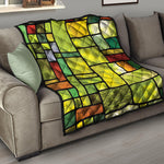 Square Stained Glass Mosaic Print Quilt