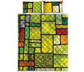 Square Stained Glass Mosaic Print Quilt Bed Set