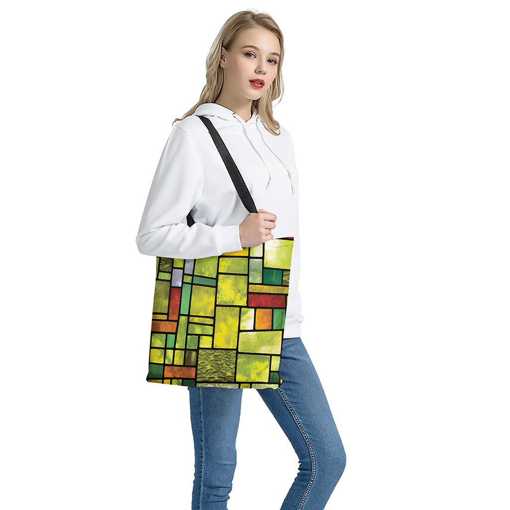 Square Stained Glass Mosaic Print Tote Bag