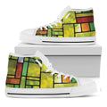 Square Stained Glass Mosaic Print White High Top Sneakers