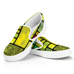 Square Stained Glass Mosaic Print White Slip On Shoes
