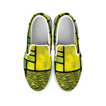 Square Stained Glass Mosaic Print White Slip On Shoes