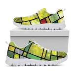 Square Stained Glass Mosaic Print White Sneakers