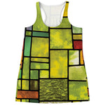 Square Stained Glass Mosaic Print Women's Racerback Tank Top