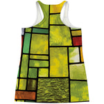 Square Stained Glass Mosaic Print Women's Racerback Tank Top