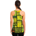 Square Stained Glass Mosaic Print Women's Racerback Tank Top