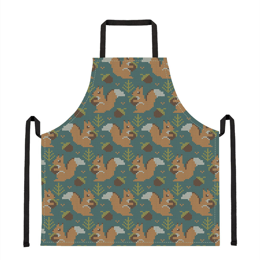 Squirrel Knitted Pattern Print Apron