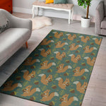 Squirrel Knitted Pattern Print Area Rug