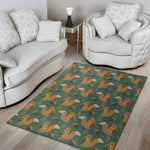 Squirrel Knitted Pattern Print Area Rug