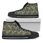 Squirrel Knitted Pattern Print Black High Top Shoes